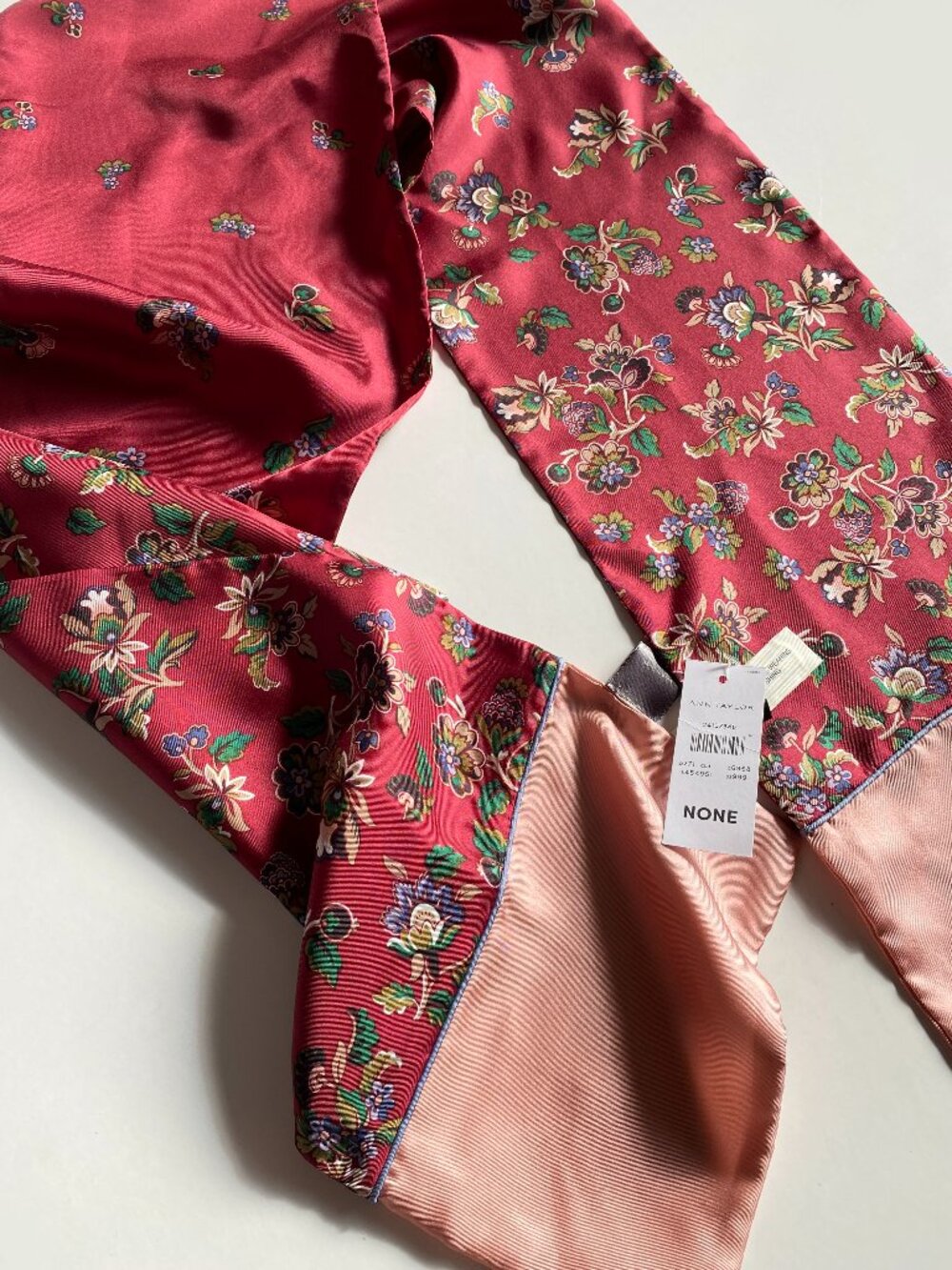 NWT Ann Taylor Floral-Print 100% Silk Scarf Oblong 8"x64"